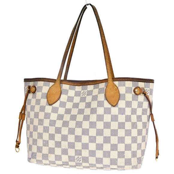 LOUIS VUITTON Neverfull PM Shoulder Tote Bag Damier Azur Leather - Picture 1 of 16